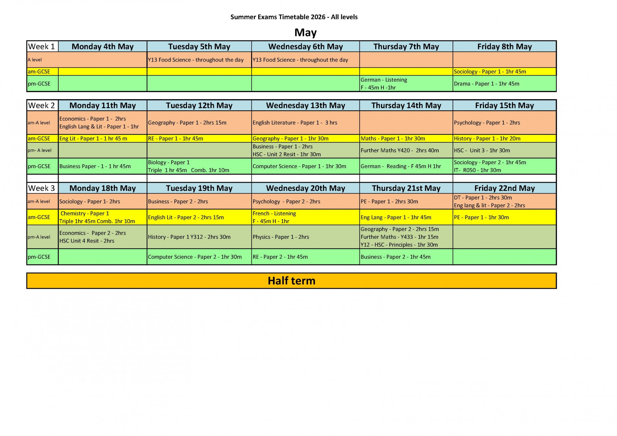 Timetable Summer 2026 All Page 1 Timetable Summer 2026 All Page 1