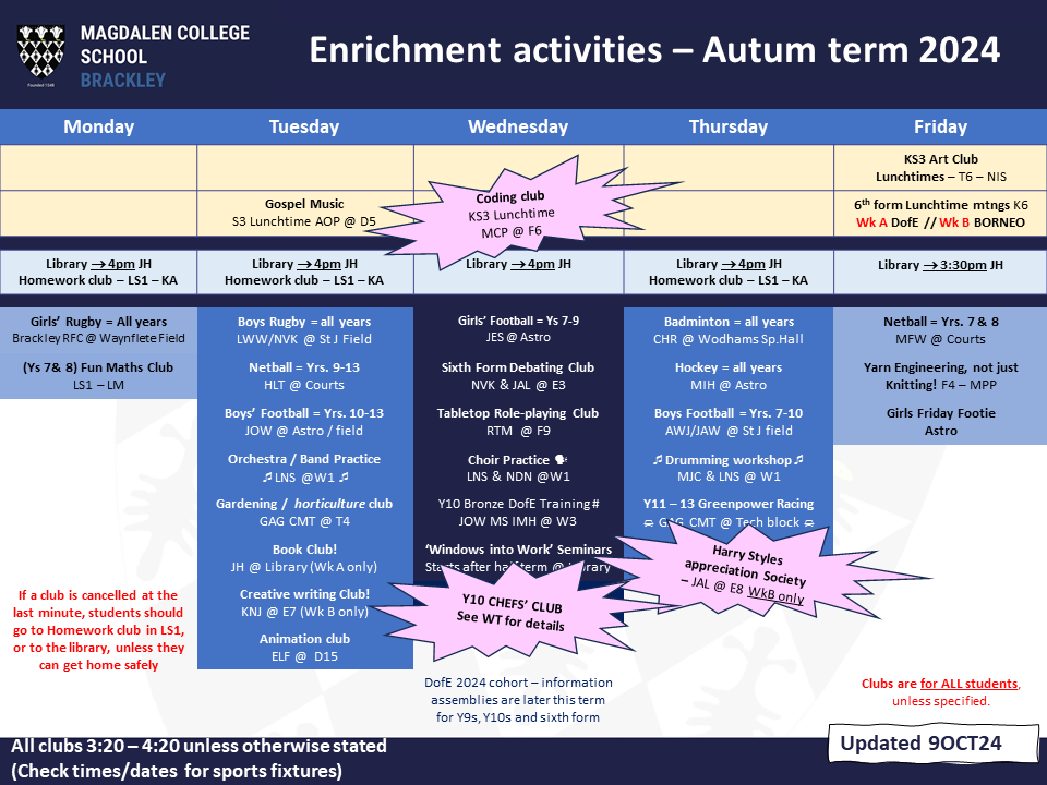 Extra curricular clubs autumn of 24 091024 3